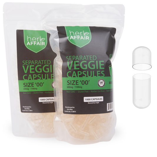 Separated Empty Vegetarian Capsules "Size 00" (1000 ct)