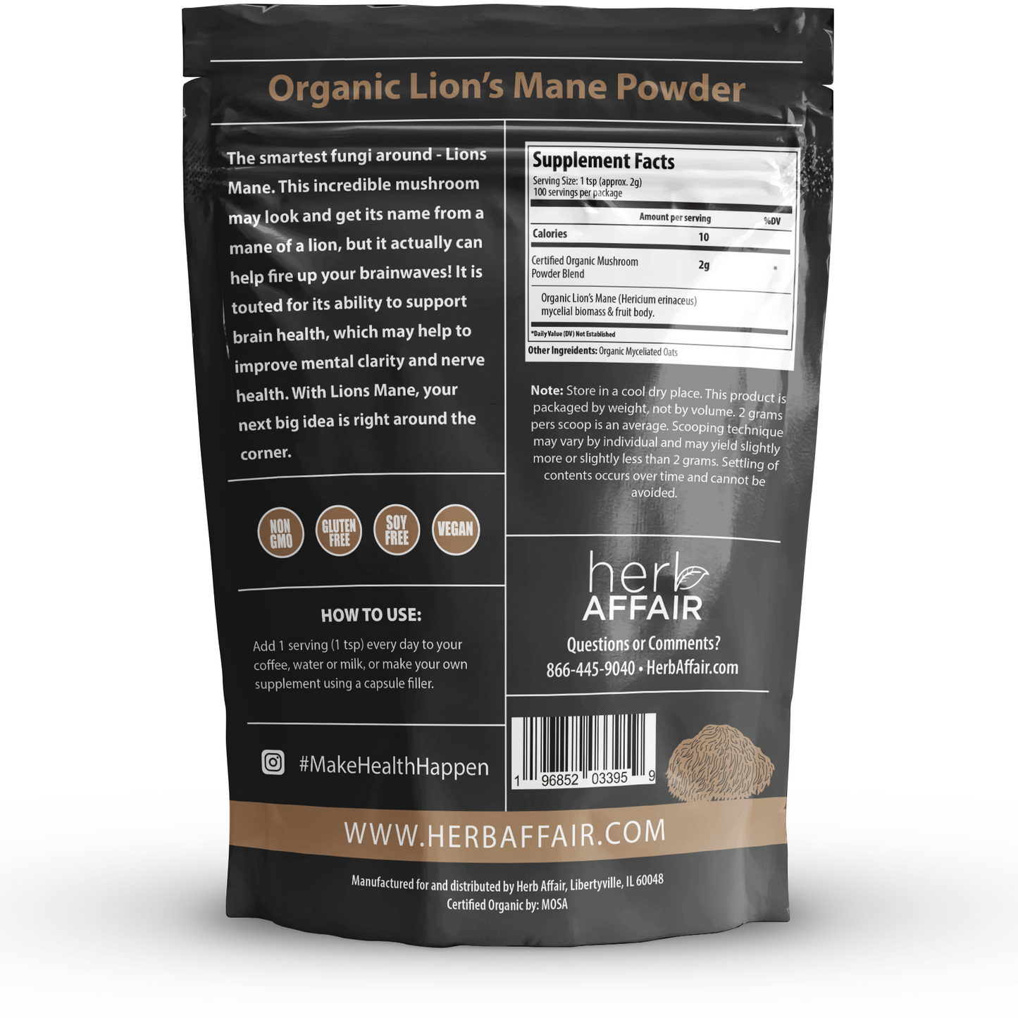 Organic Lion's Mane Mushroom Powder (7.05 oz)