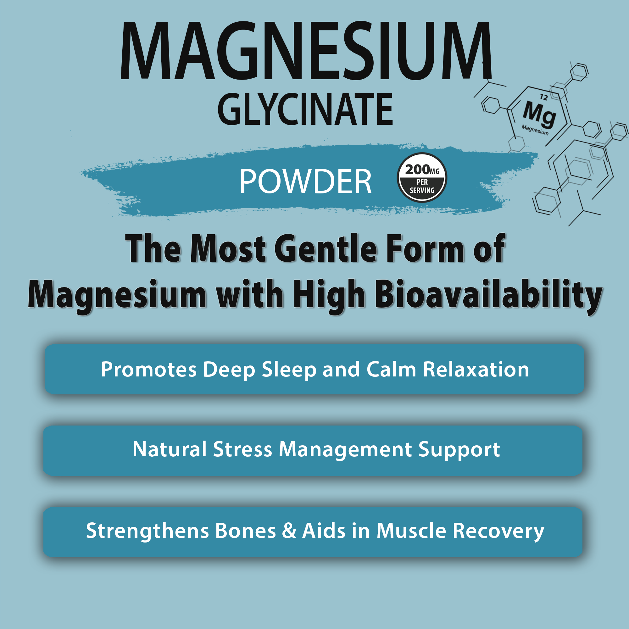 Premium Magnesium Glycinate Powder Pure Magnesium Supplement Herb