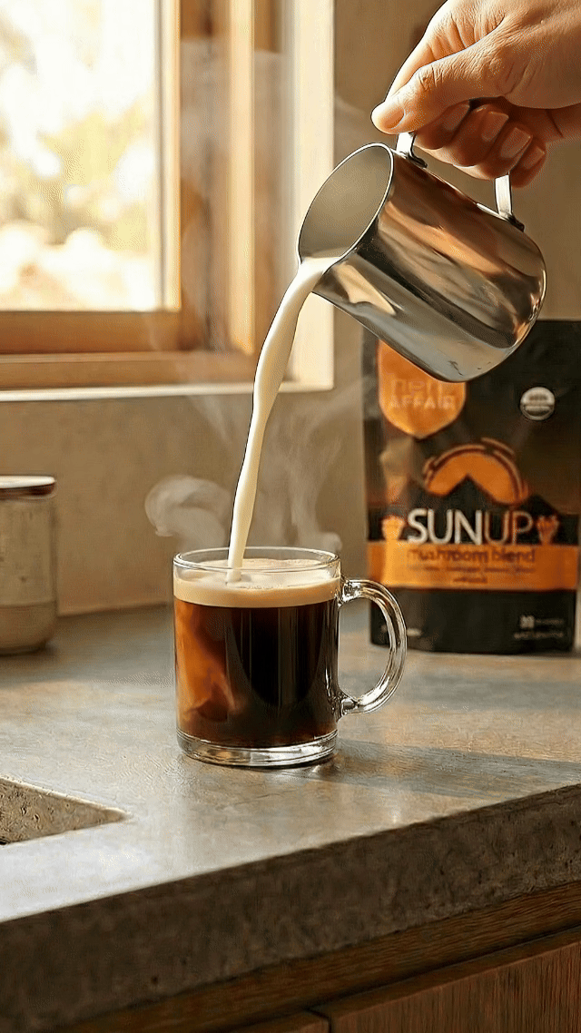 Add milk, creamer or sweetener to get your perfect cup of SUNUP.