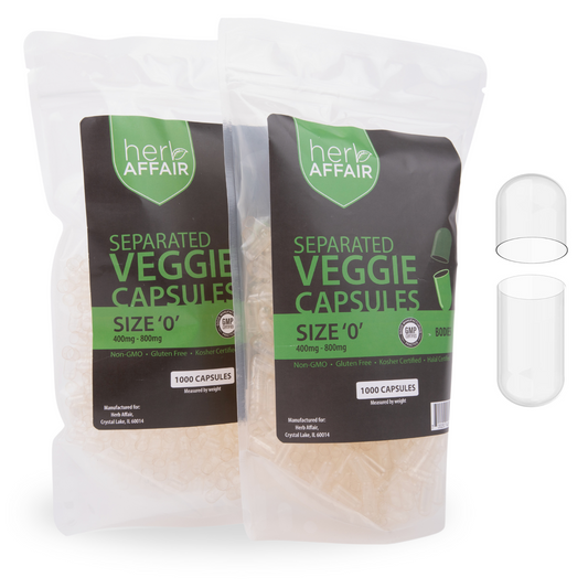 Separated Empty Vegetarian Capsules "Size 0" (1000 ct)