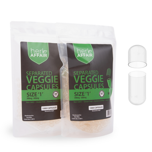 Separated Empty Vegetarian Capsules "Size 1" (1000 ct)