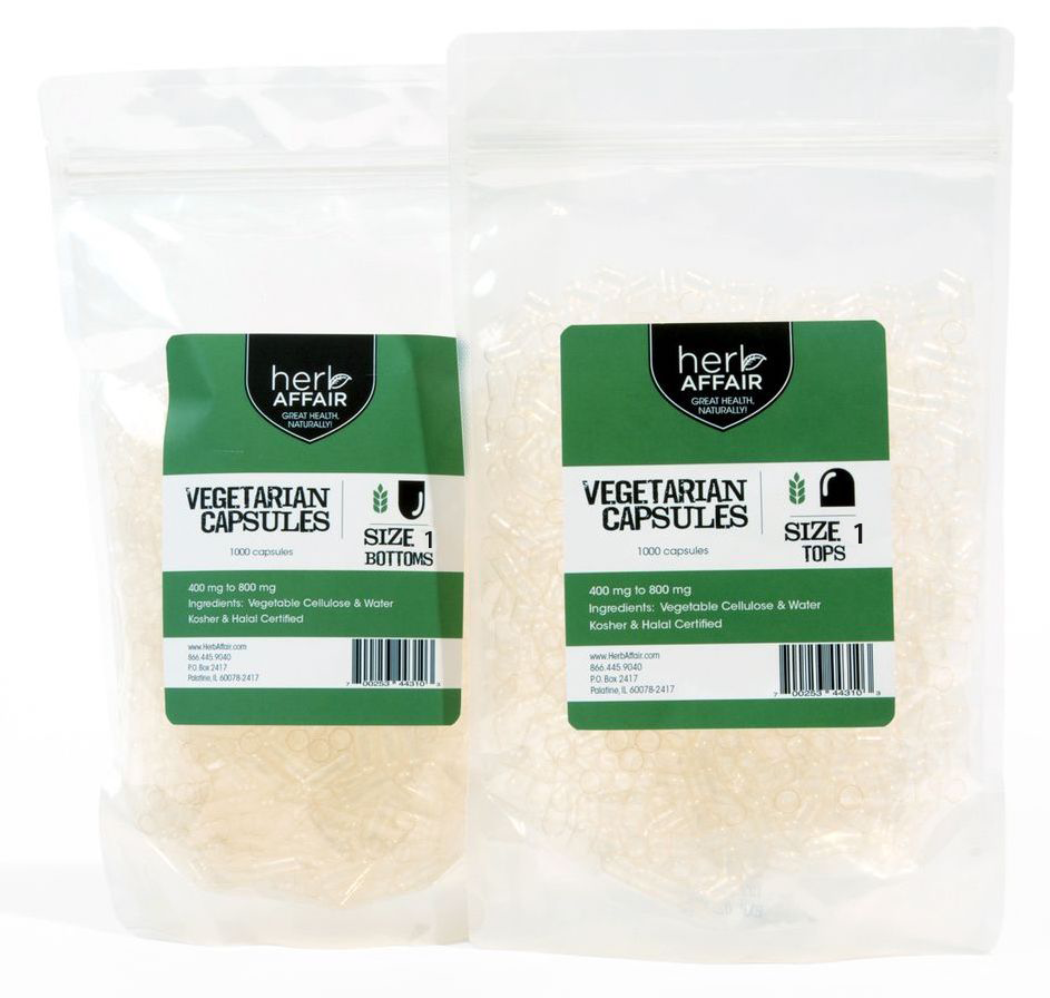 Separated Empty Vegetarian Capsules "Size 1" (1000 ct)