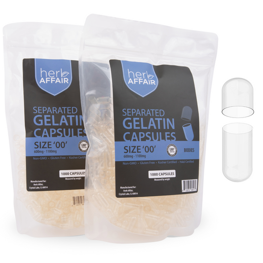 Separated Empty Gelatin Capsules "Size 00" (1000 ct)