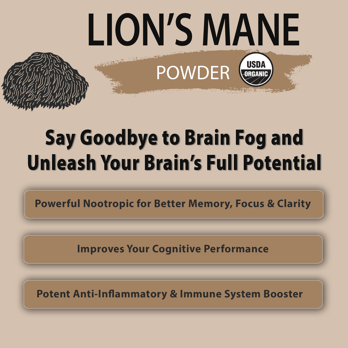 Organic Lion's Mane Mushroom Powder (7.05 oz)