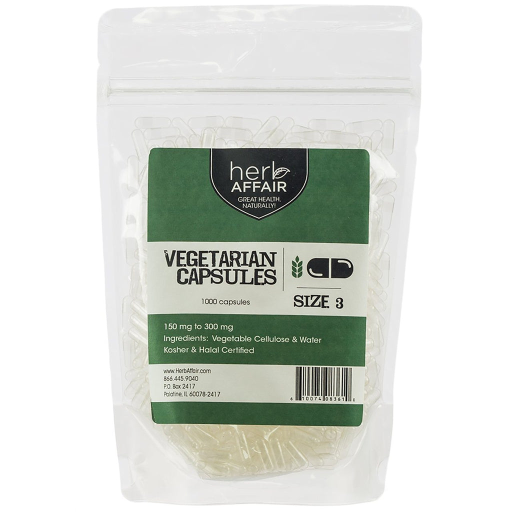 Empty Vegetarian Capsules "Size 3" (1000 ct)