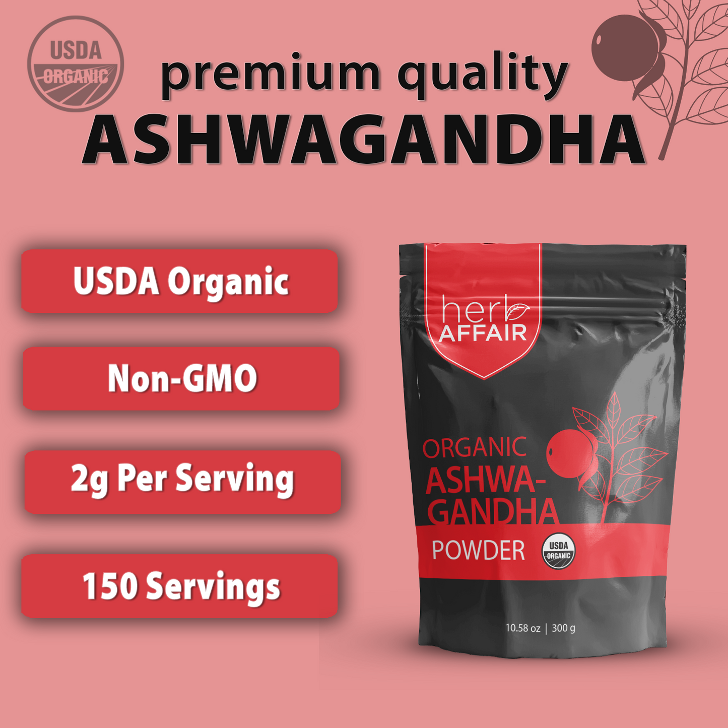 Organic Ashwagandha Powder (10.58 oz)