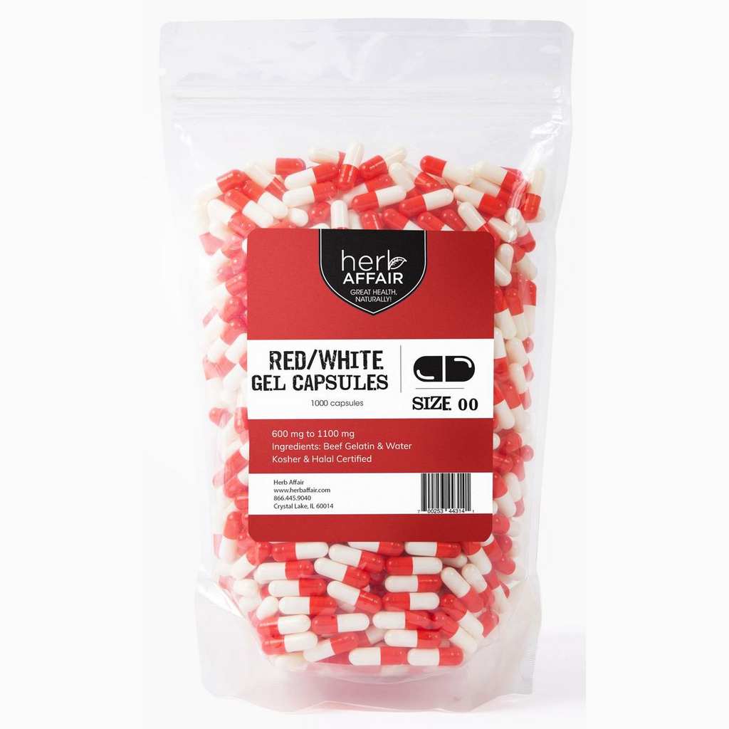 Red/White Gelatin Capsules - Size 00
