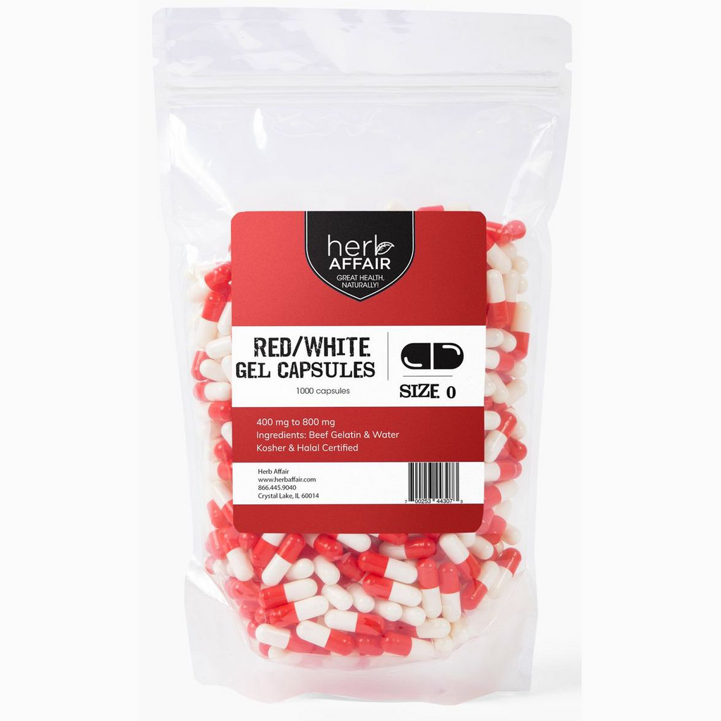 Red/White Gelatin Capsules - Size 0