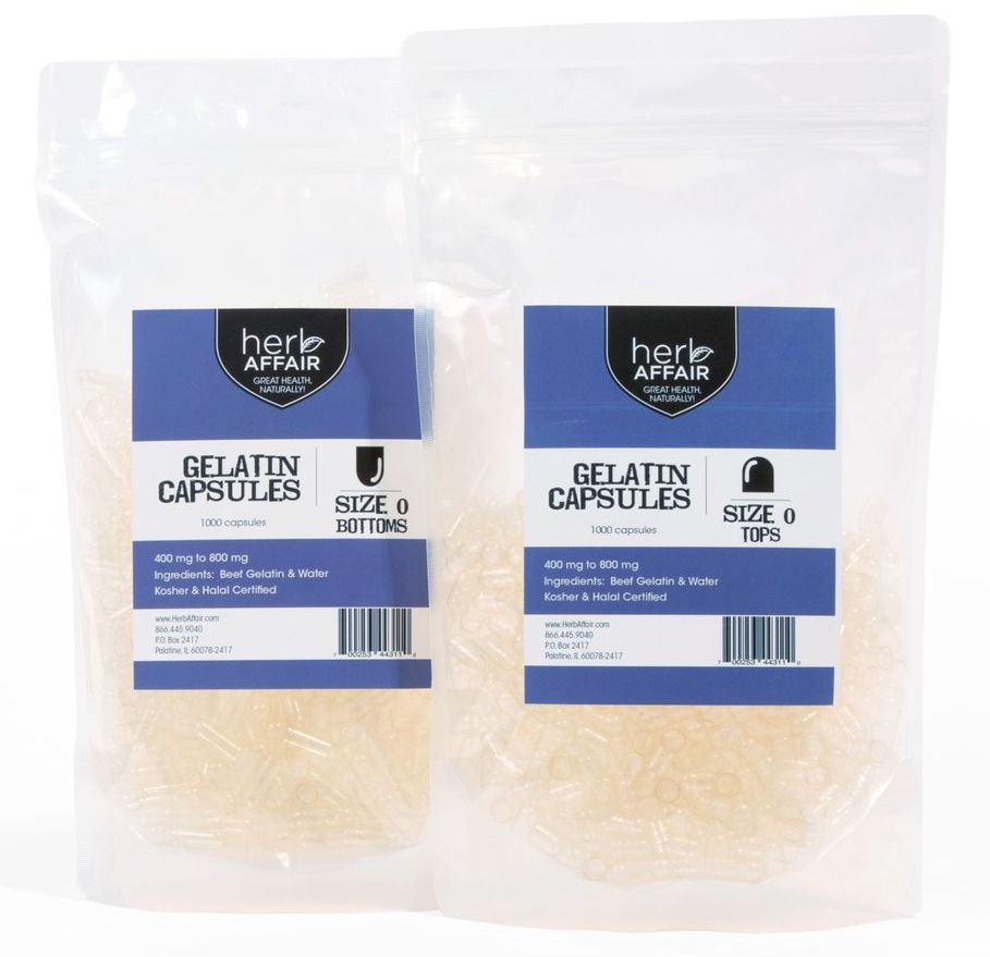 Separated Empty Gelatin Capsules "Size 0" (1000 ct)