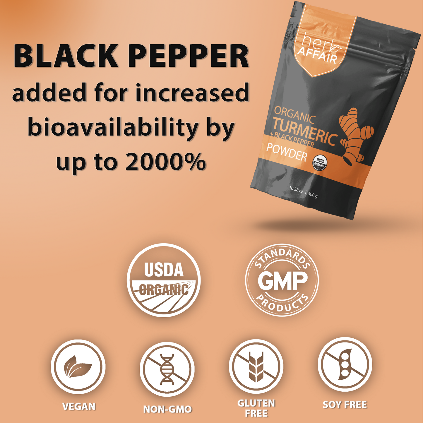 Organic Turmeric + Black Pepper Powder (10.58 oz)
